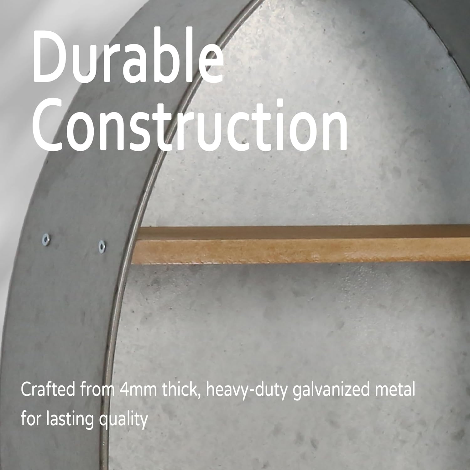 Oakrain Towel Rack with Wood Shelves, Galvanized Wash Tub Rustic Towel Holder, Decorative Wall Shelf for Bathroom, Lavatory, Entryway