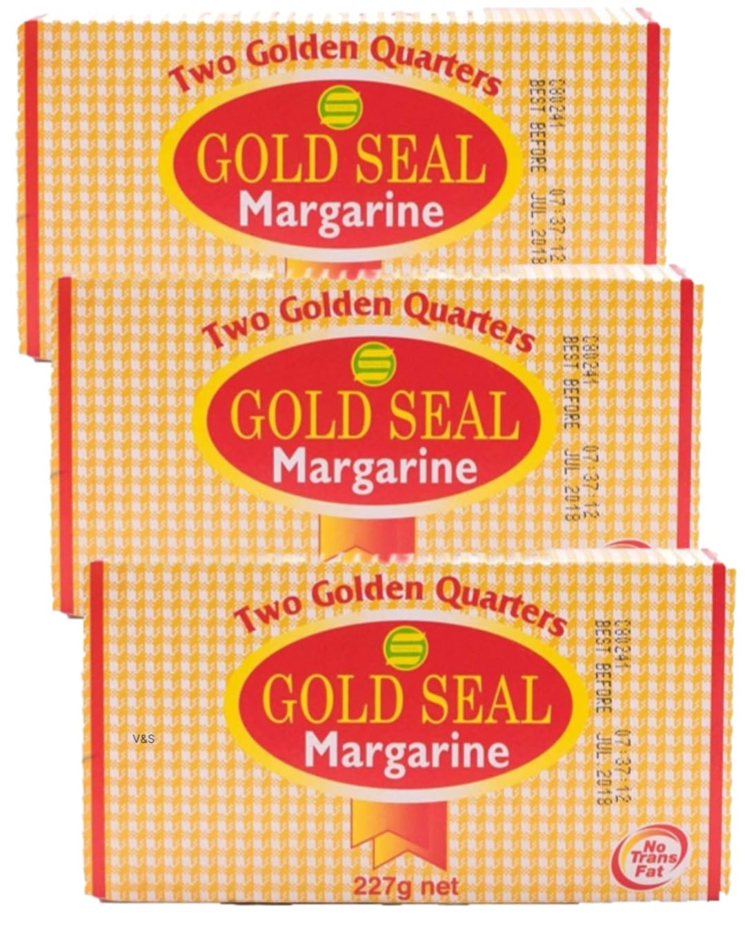Gold Seal Two Golden Quarters Margarine 227g (3 Boxes) - Plant-Based Non-Dairy Butter Alternative for Cooking, Baking & Spreading