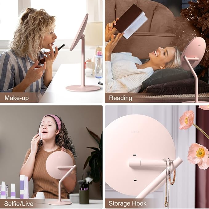 Espejo de Maquillaje LED AMIRO 8" con 5 Niveles de Brillo y Espejo 5X miniatura 9