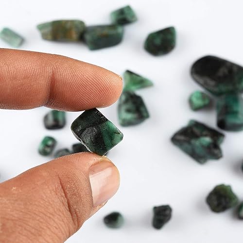 Vista 72 de 100 carats Raw Green Emerald Stone Lot, Rough Gemstone, Natural Crystals, Chakra Crystals, Healing Stones, Wholesale Pack, Jewelry Making Supply