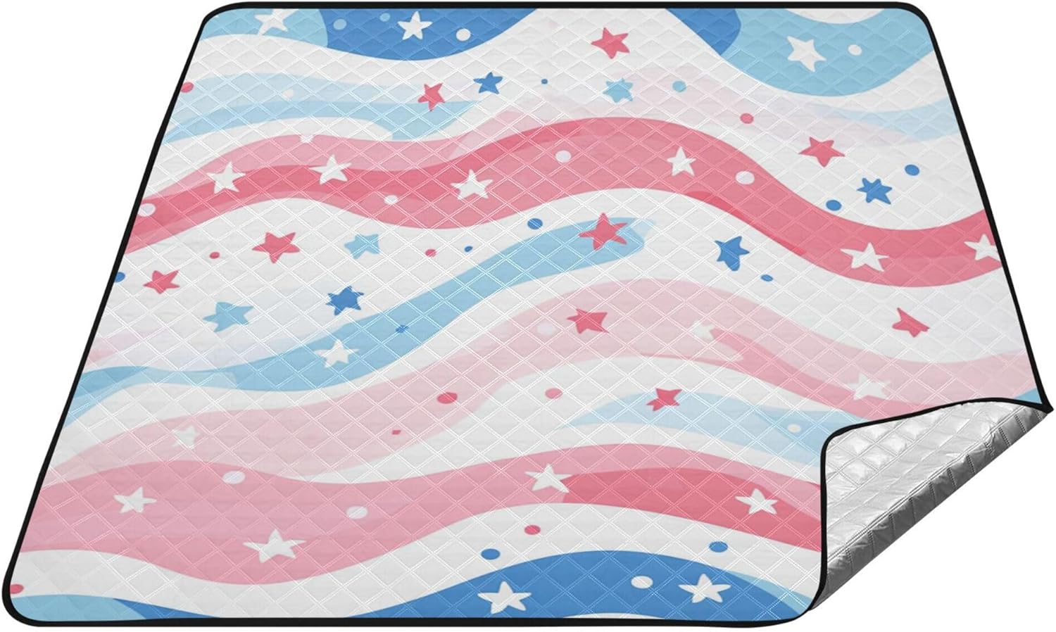Yuiboo 4th July American Independence Day Cute Waterproof Picnic Table XXL Grass Portable Picnic Blanket for Family Picnic Items cobija para el parque