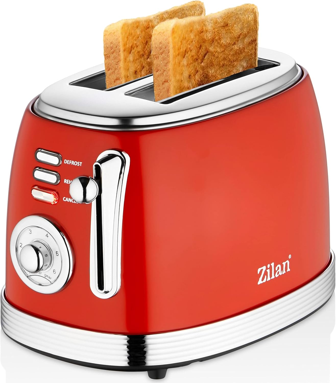 ZLN7040 60'lı yılların retro ekmek kızartma makinesi 2 dilim paslanmaz çelik | çift yuvalı ekmek kızartma makinesi | 6 kademeli | otomatik kapanma | çıkarılabilir kırıntı