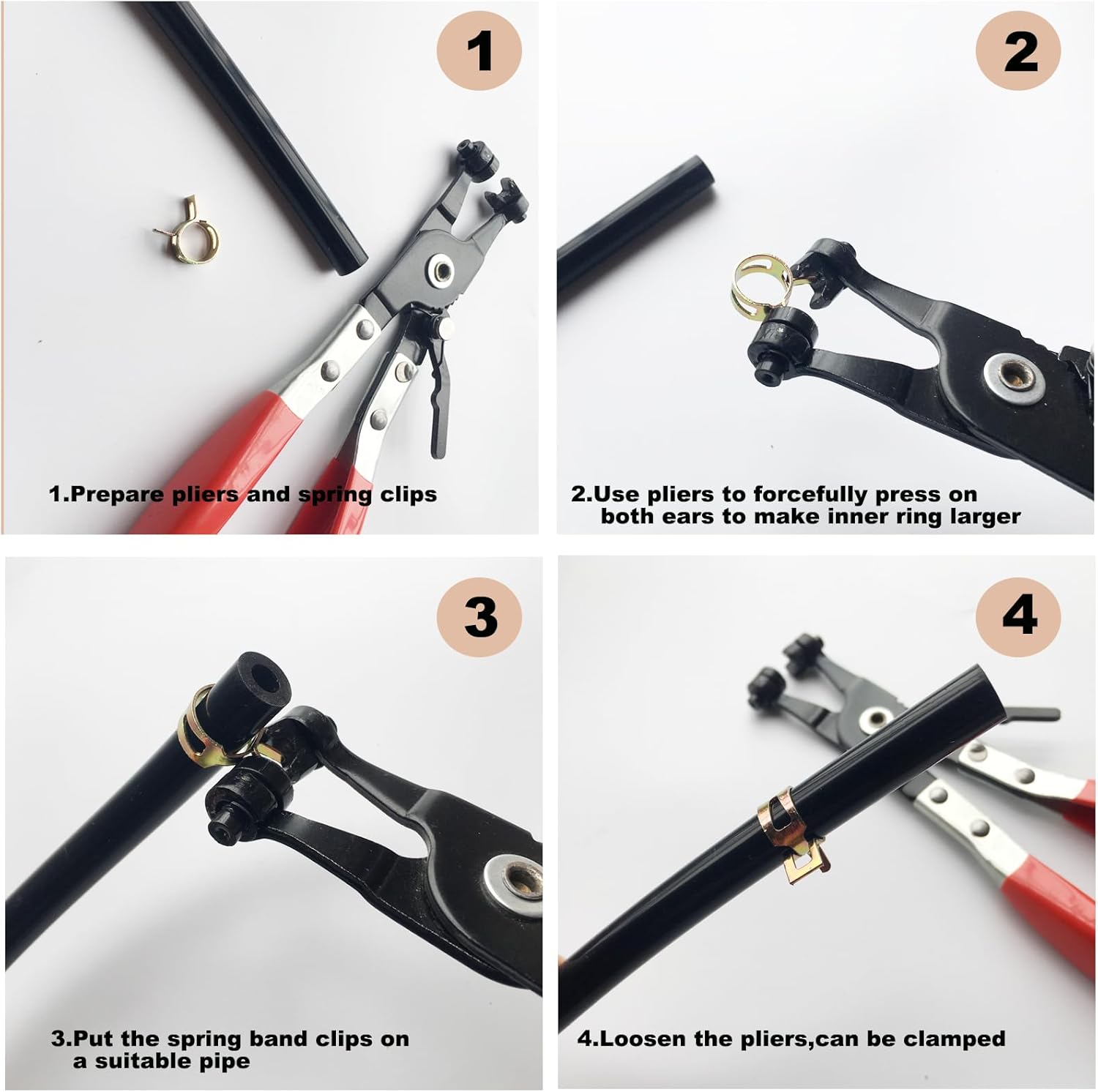 171Pcs 6-25mm Spring Band Hose Clamps With Swivel Flat Plier 15 Sizes Assortment Kit, Fuel Line Silicone Vacuum Hose Steel Clip Clamp,Low Pressure Air Pipe Fasteners In Automotive, Marine, Gardening