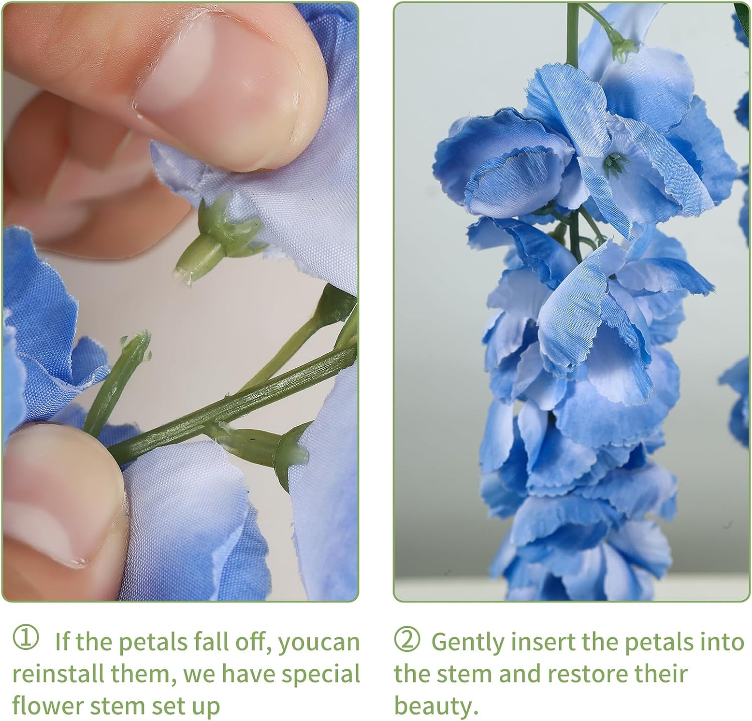 4pcs Artificial Wisteria Flowers 37in Fake Wisteria Rattan Hanging Garland Silk Flowers String for Wedding Party Wall Home Decor (Blue)