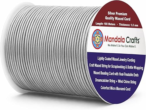 Miniatura 166 de Cuerda Mandala Crafts 0.03 pulgadas 109 yardas para hacer joyería, artesanía, macramé, cuerda de algodón encerado