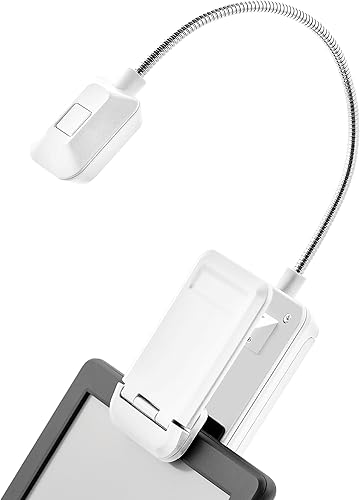 Miniatura 3 de WITHit Luz de lectura LED con clip cuádruple para libros y libros electrónicos, brillo regulable, luz portátil y ligera para adultos, baterías