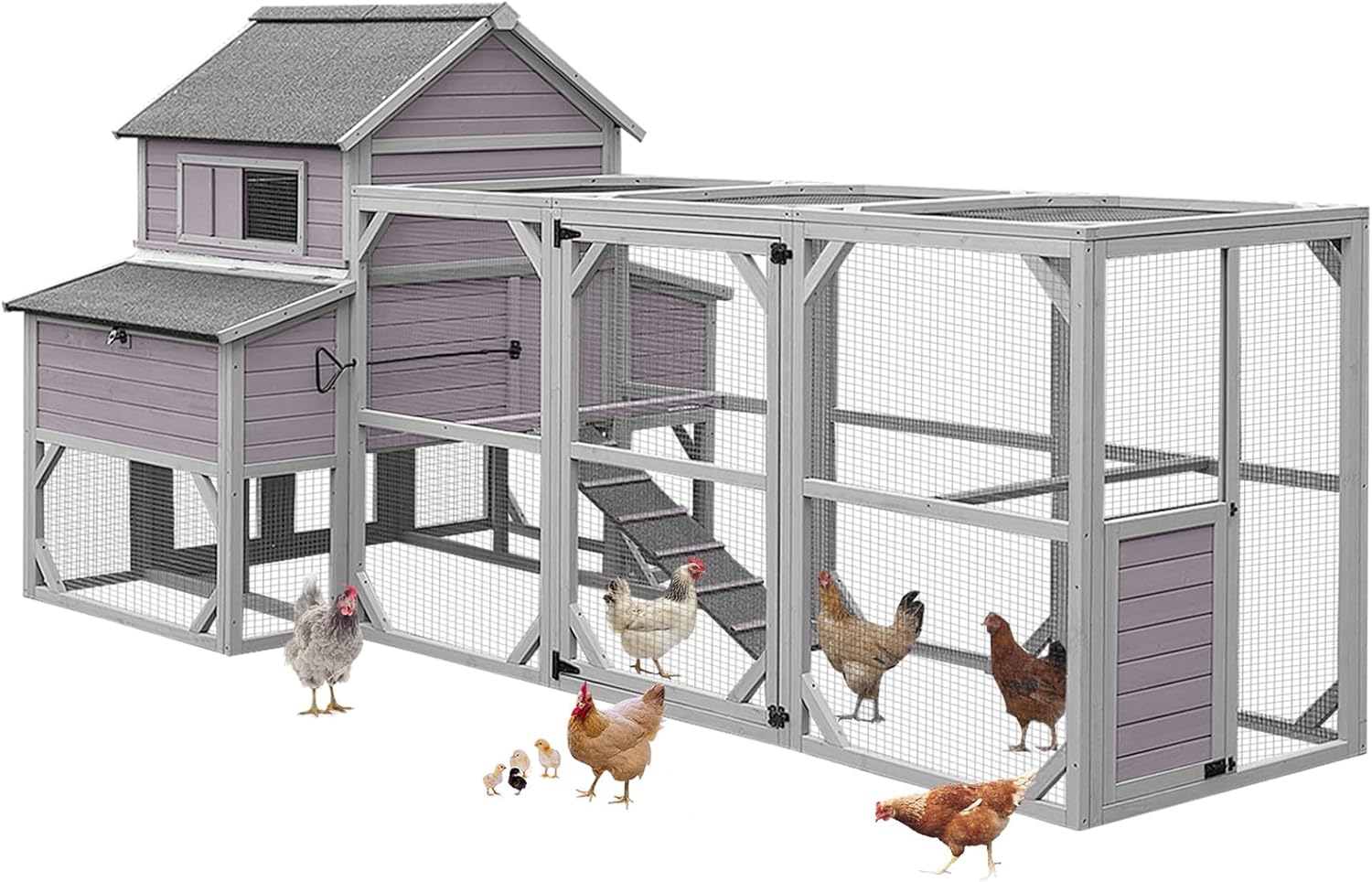 GUTINNEEN Chicken Coop 135" Super Large Wooden Chicken House Poultry Cage with Large Nesting Boxes,55ft²