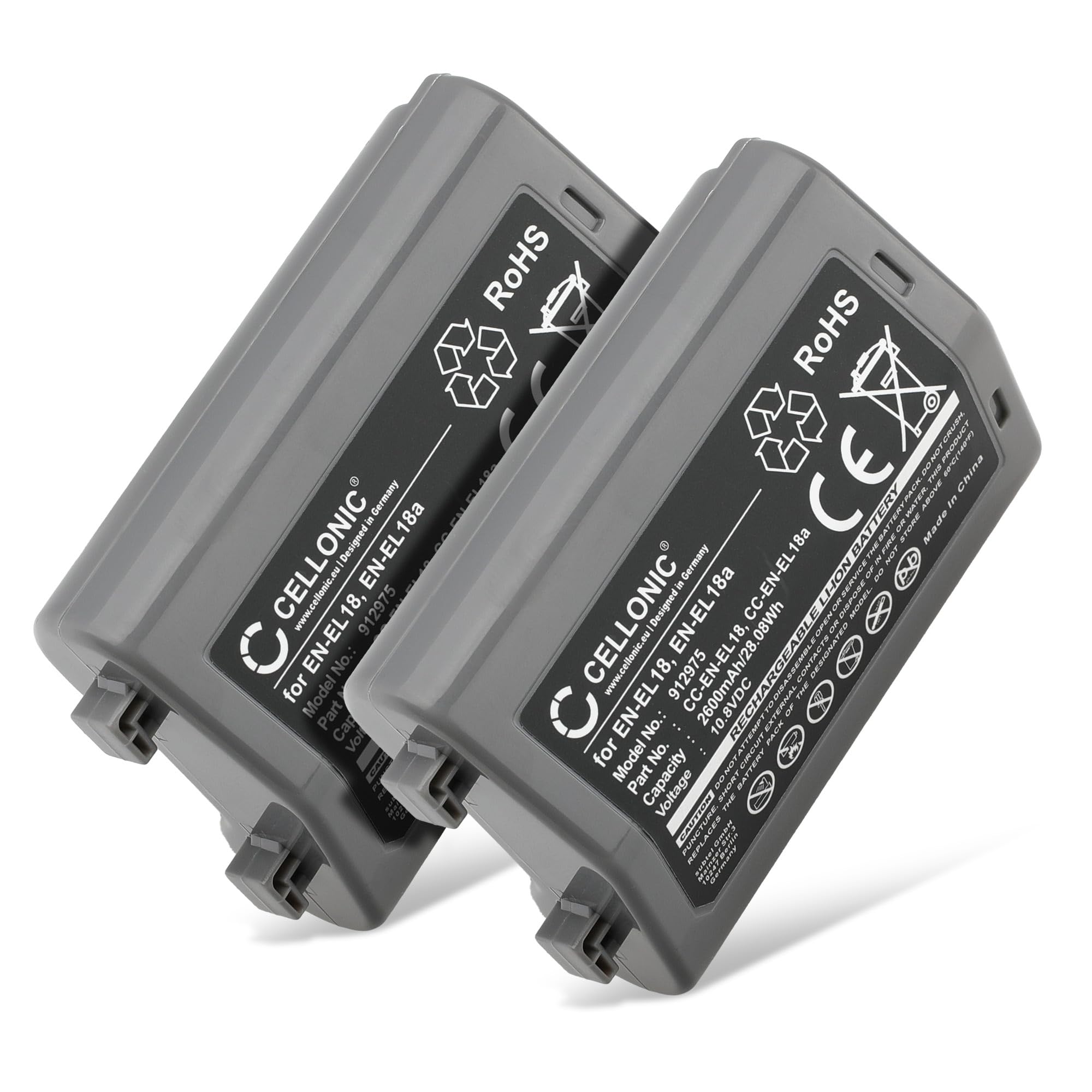 subtel 2X Akku kompatibel mit Nikon D4, D4s, EN-EL18 | 2x, (2600mAh-10.8V-Lithium-Ionen), Kamera Akku, für Nikon MB-D17, EN-EL18, EN-EL18c, EN-EL18a, D4, EN-EL18b, D800E, D6, D4s