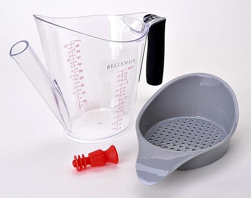 Miniatura 6 de Bellemain separador de grasas de 4 vasos / medidor de cocina con colador y separador de grasas de 1 litro de capacidad