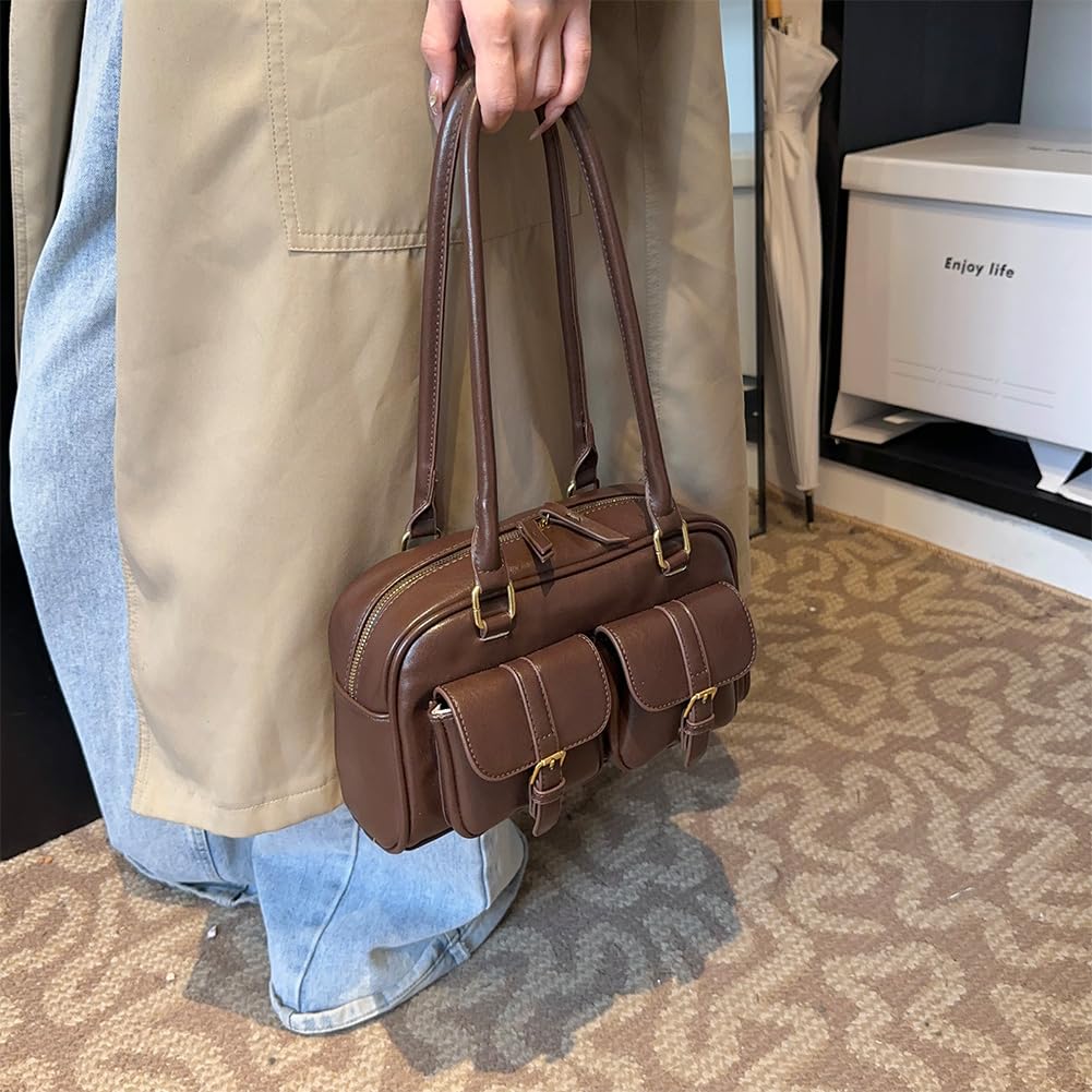 Sac à bandoulière en cuir synthétique pour femme, double poche, fourre-tout Boston