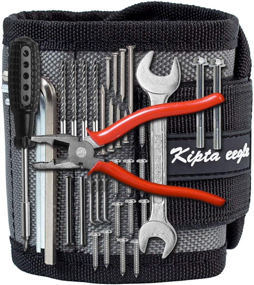 Kipta Hand Tools Magnetic Wristband, Super Strong Magnets Breathable Tool Organizer, Adjustable Wrist Strap for Holding Screws, Nails, Bolts, Drill Bits and Small Tools for Home and Any Repair Use