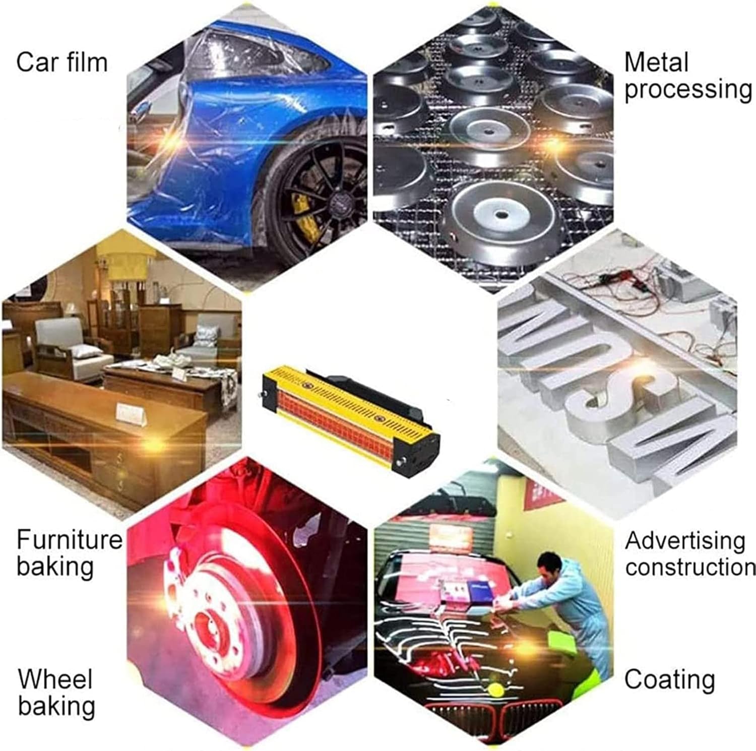 Infrared Paint Curing Lamp 1000W - Handheld Shortwave Heater Light for Car and Furniture Bodywork Repair, Fast Paint Drying, Perfect for Automotive Work