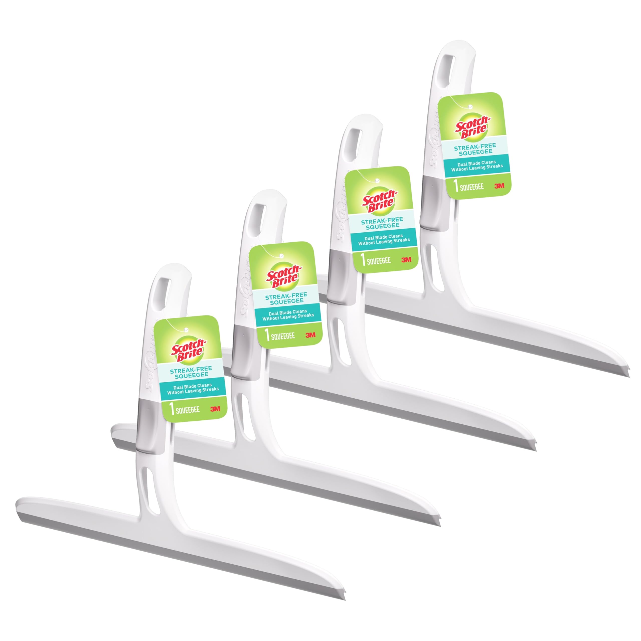 Scotch-BriteDual Blade Squeegee, Safe on Mirrors, Glass Shower Doors, Windows and More, 4 Count