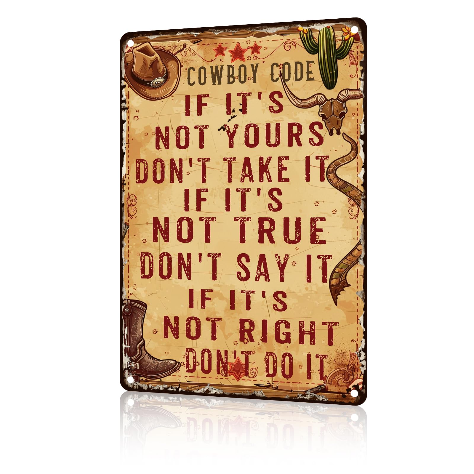 Yepyayqvk Tin Sign 392 West Cowboy Metal Tin Sign West Cowboy Code Vintage Sign For Home Man Cave Garage Bar Pub Club Inspirational Quote Wall Decor 6X8 Inch