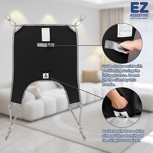 Miniatura 11 de Eslinga dividida de pierna con espalda baja, honda de elevación para transferencia, posicionamiento y elevación, capacidad de peso de 500 libras