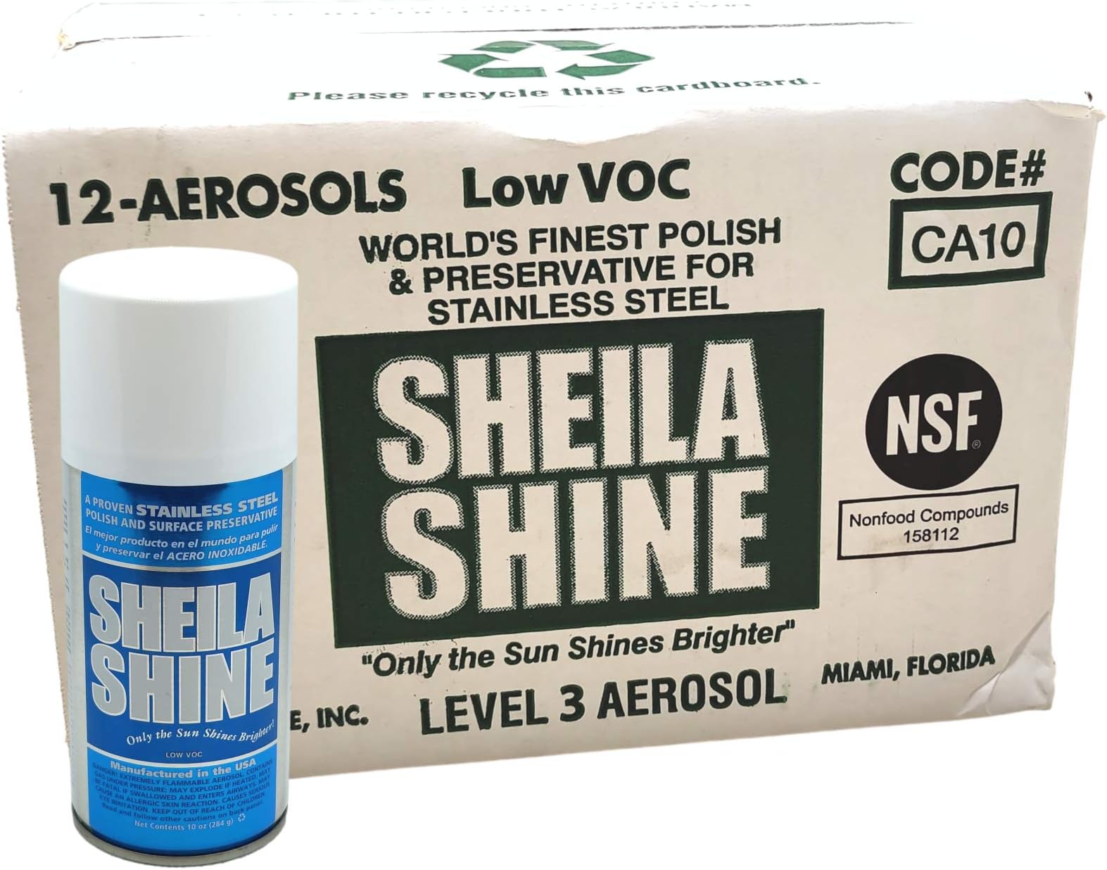 Sheila ShineLow Voc Stainless Steel Polish & Cleaner | Protects Appliances from Fingerprints and Grease Marks | Residue & Streak Free | NSF Certified | Case of 12 x 10 oz Aerosol Can