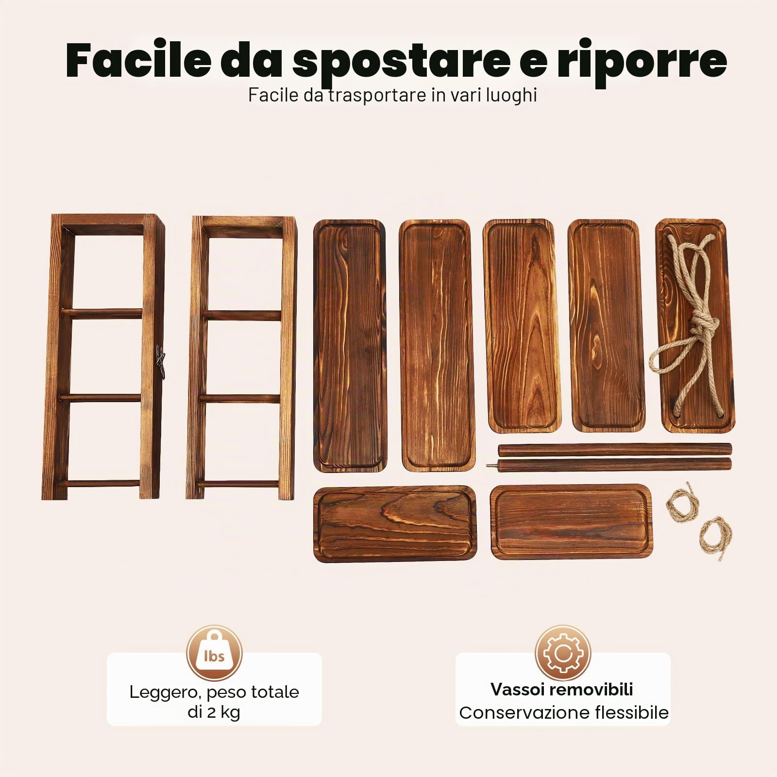 Supporto per cupcake a 3 ripiani in legno, presentazione da dessert regolabile per cupcake, snack e frutta, supporto decorativo per feste con design a dondolo