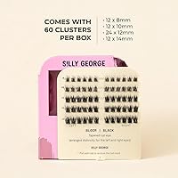 Vista 6 de Silly George Pestañas Pop-On – racimos de pestañas postizas prepegadas de 1 paso para bricolaje, extensiones de aspecto natural, Negro - Bloom