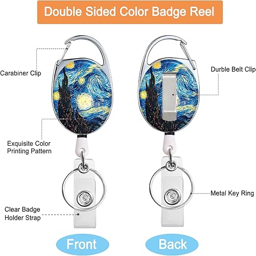 Vista 34 de Carrete retráctil para tarjetas de identificación con llavero retráctil para llaves, lindo nombre, carretes decorativos de tarjetas de Pretty