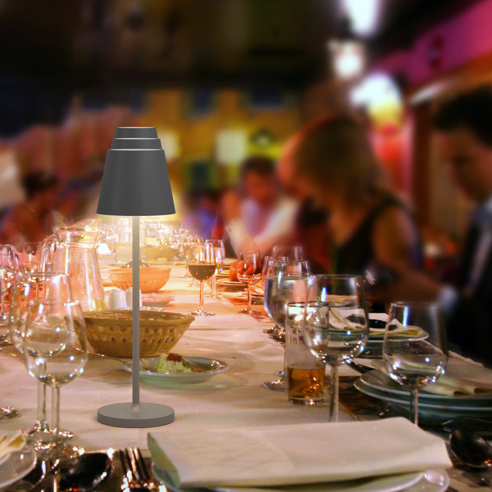 K-Bright 240lm Lampada LED Dimmerabile da tavolo in alluminio, IP54，4000K Ricaricabile Per interni/esterni Lampada da tavolo con base di ricarica a contatto (grigio scuro)