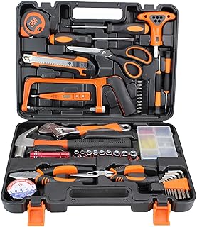 XCJump 103-Piece Tool Kit – Portable Tool Box with Durable Carbon Steel Tools, Perfect Home & Car Tool Set for Repairs, DI...