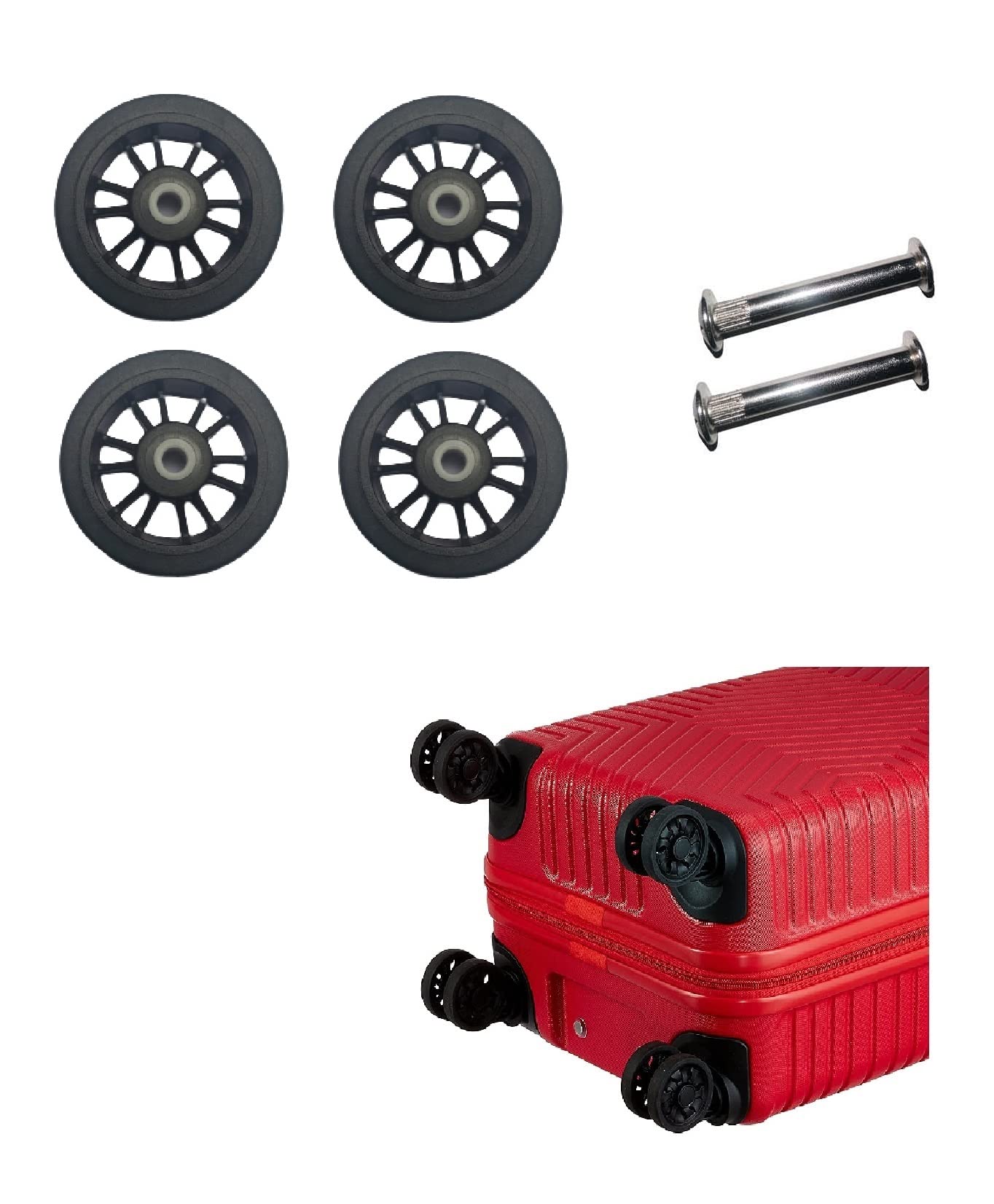 MyViradi Luggage Wheels Only for Replacement and Repair for VIP, Safari, Skybag, Amrican Tourister Suitcases Rubber Wheels for 8 Wheeler Luggage Parts (4 Wheel)