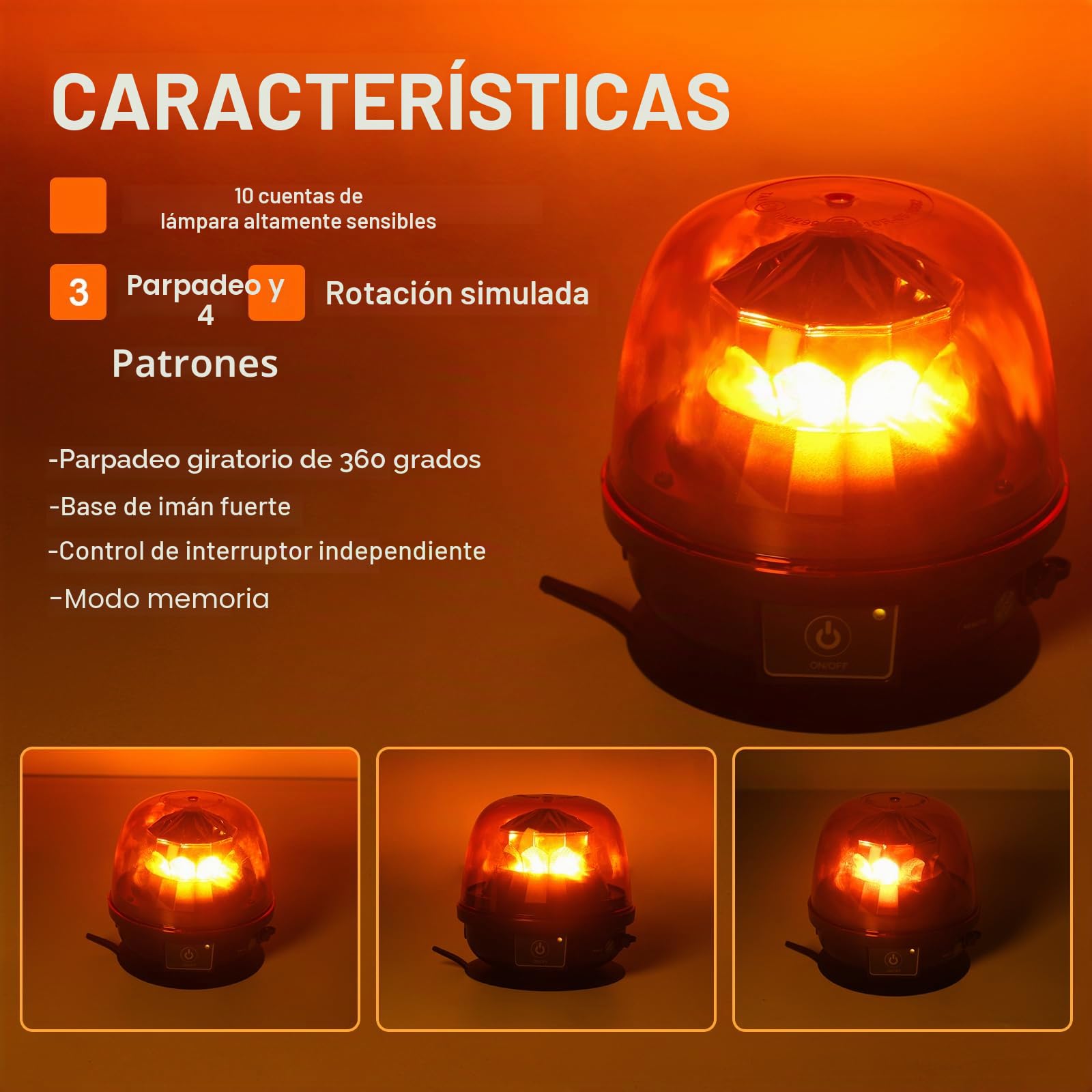 AOHEWEI Kit De Luces LED De Emergencia Inalámbricas Magnéticas 12V/24V – 5 Modos Estroboscópicos Ámbar Para Camiones Y Autobuses