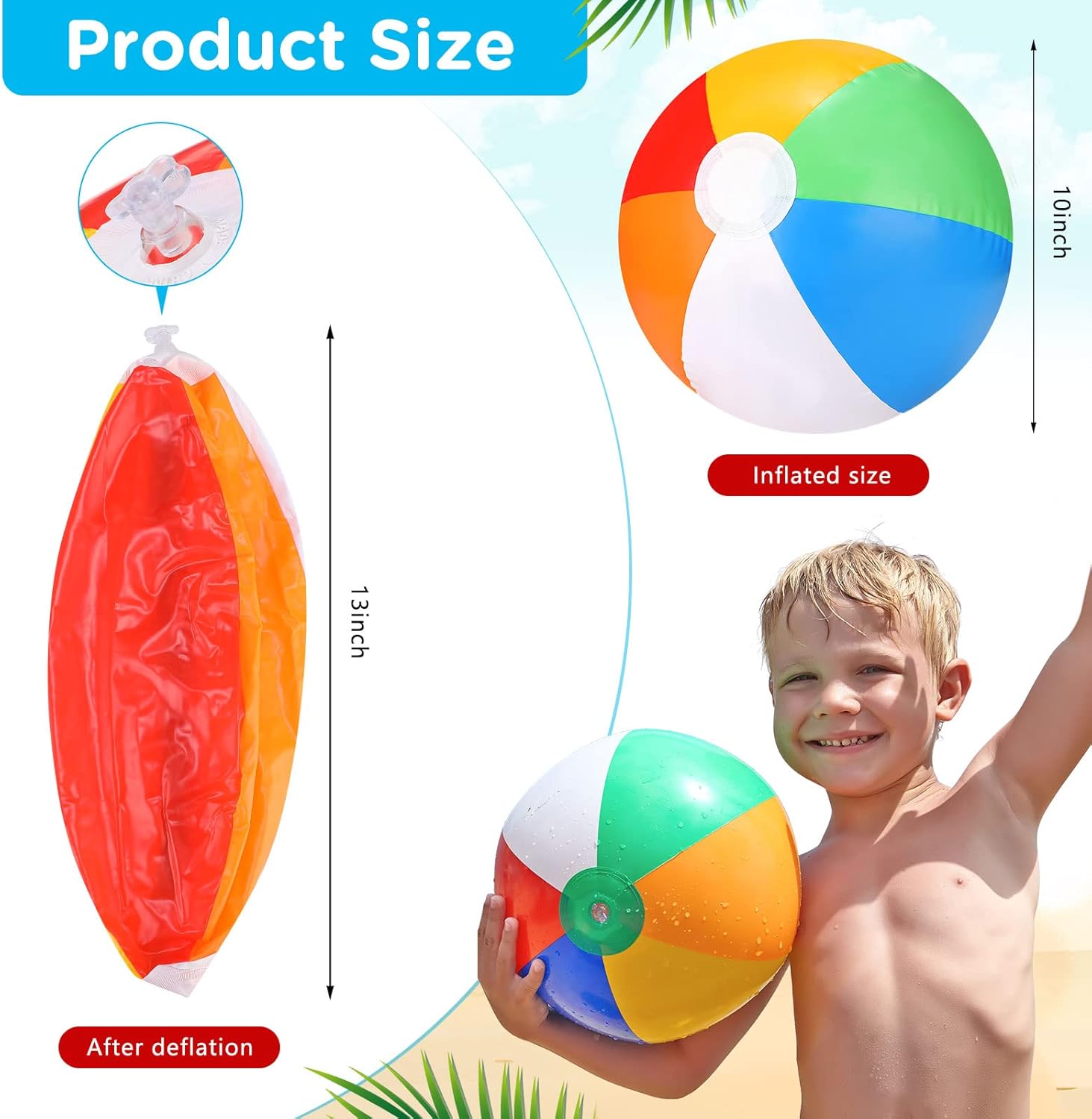 Tanlade 50 Pieces Inflatable Beach Ball Bulk 10 Inch Beach Balls Fun Pool Party Favors Pool Beach Balls Summer Birthday Water Game Toys