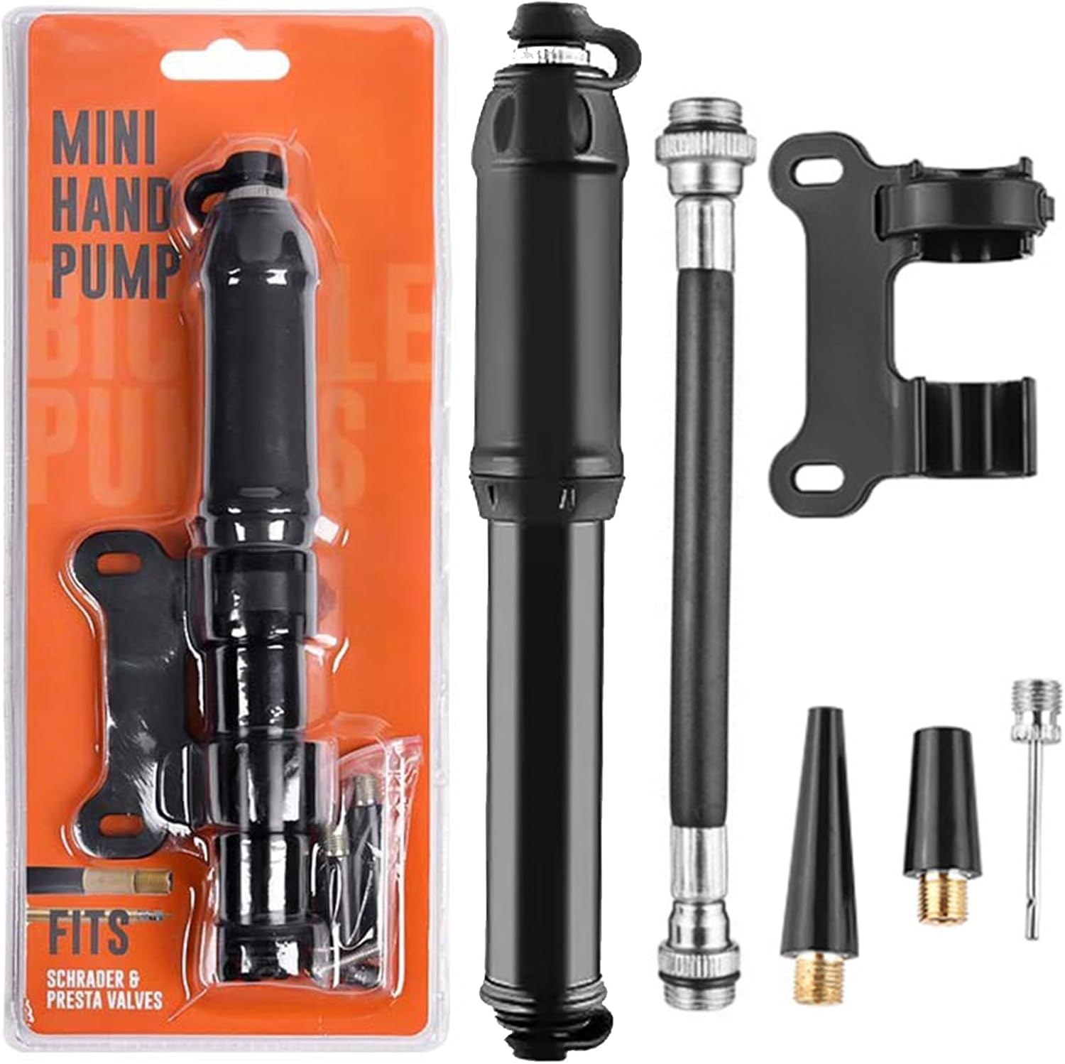 Bike Pump, Aluminum Alloy Mini Portable Bicycle Tire Pump Compatible