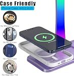 Headphone Stand with Wireless Charger,Gaming Headset Stand with RGB Light,for Airpod Max Stand Compatible with Airpod Pro/3/2,for iPhone 17/16/15/14/13/12/11,Gifts for Gamers & Music Lover(Purple)