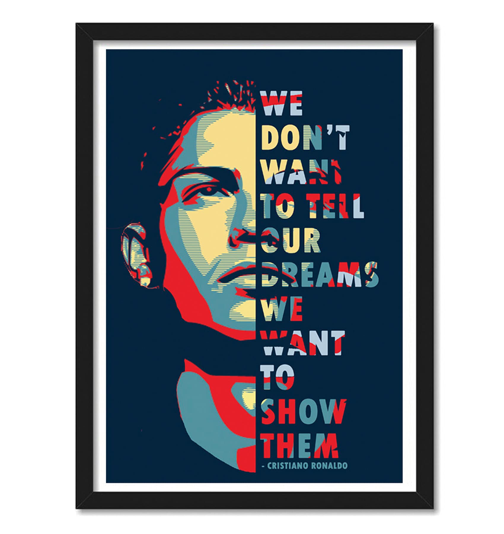 Good Hope Ronaldo CR7 framed Poster 10x13 Inch Wall Art, Motivational, Soccer, Real Madrid, Man utd, Cologne, juventus, kids, Bedroom, living room, Home Office gifts for men wall decor