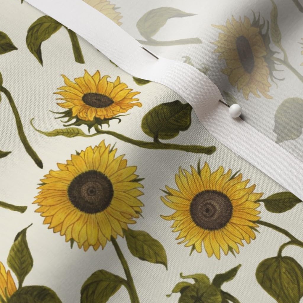 Spoonflower Fabric - Sunflower Sunflowers Painted Floral Flower Printed on Cotton Poplin Fabric by The Yard - Sewing Shirting Quilting Dresses Apparel Crafts