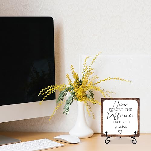 Miniatura 4 de Decoración inspiradora de madera de 4 pulgadas con 1 soporte de metal, decoración de escritorio motivacional rústica para el hogar, oficina,