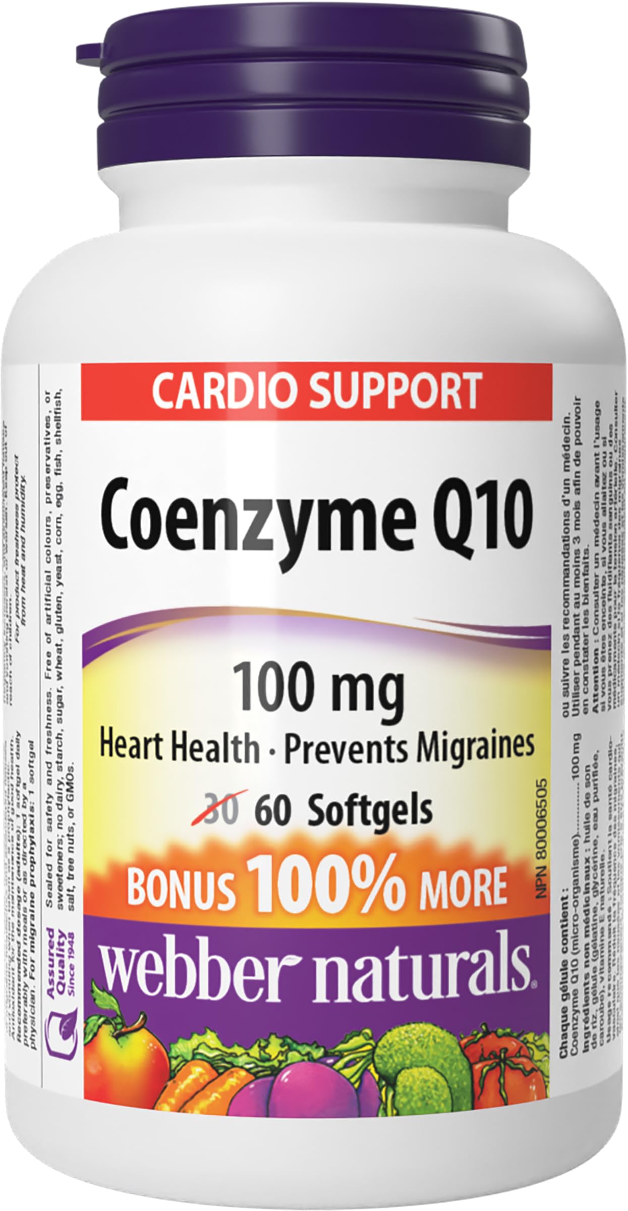 Webber Naturals Coenzyme Q10 100 mg, 60 softgels