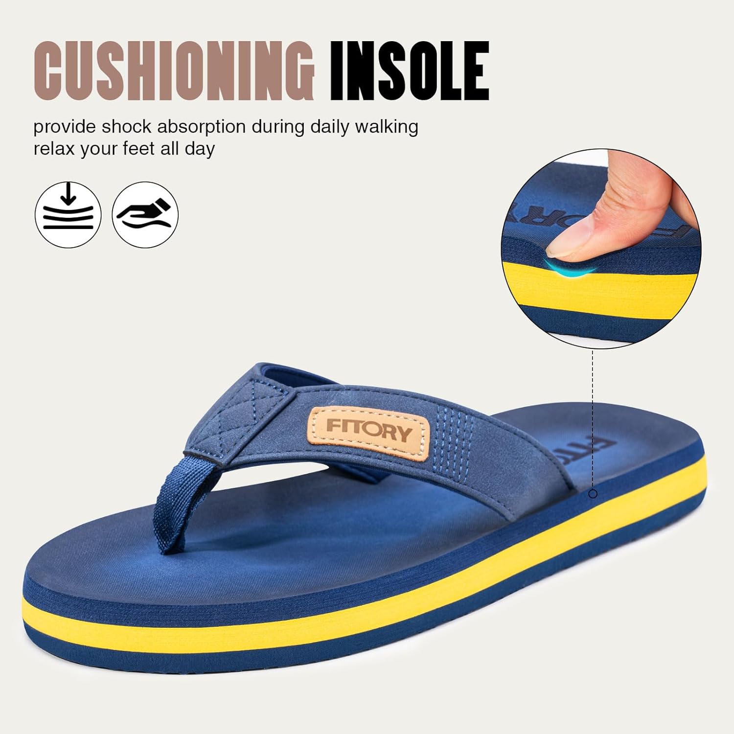 FITORY Men's Flip-Flops, Thongs Sandals Comfort Slippers for Beach - Image 2