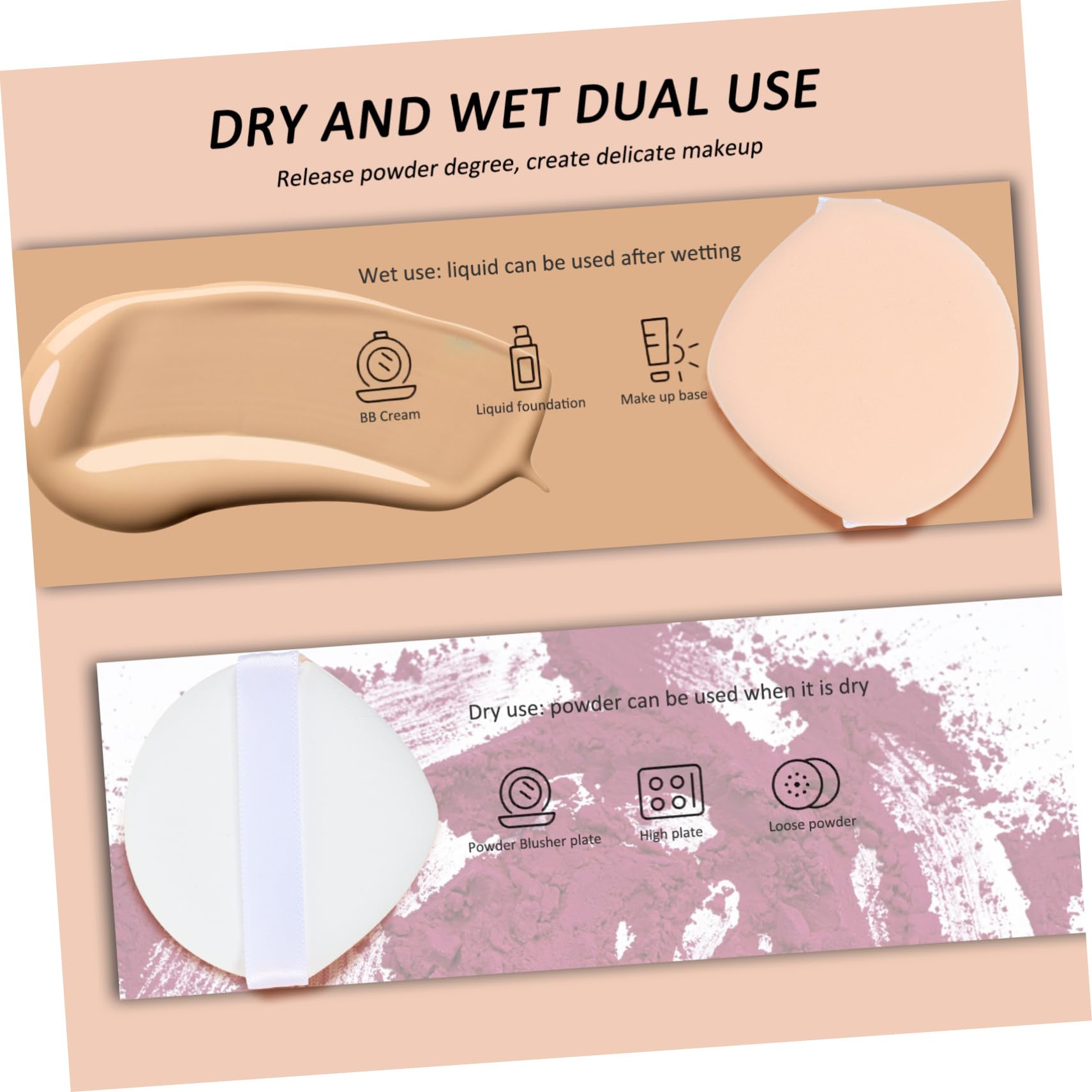 minkissy 5 Set Di Spugne Per Il Trucco Morbide Per Il Corpo Set Di Applicatori Cosmetici Per Il Trucco A Triangolo A Doppio Uso Asciutti E Bagnati Per Donne 7 Pezzi*5