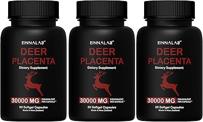 30,000mg Highest Deer Placenta Supplement - Made in New Zealand - (Set of 3 Bottles, 180 Capsules)
