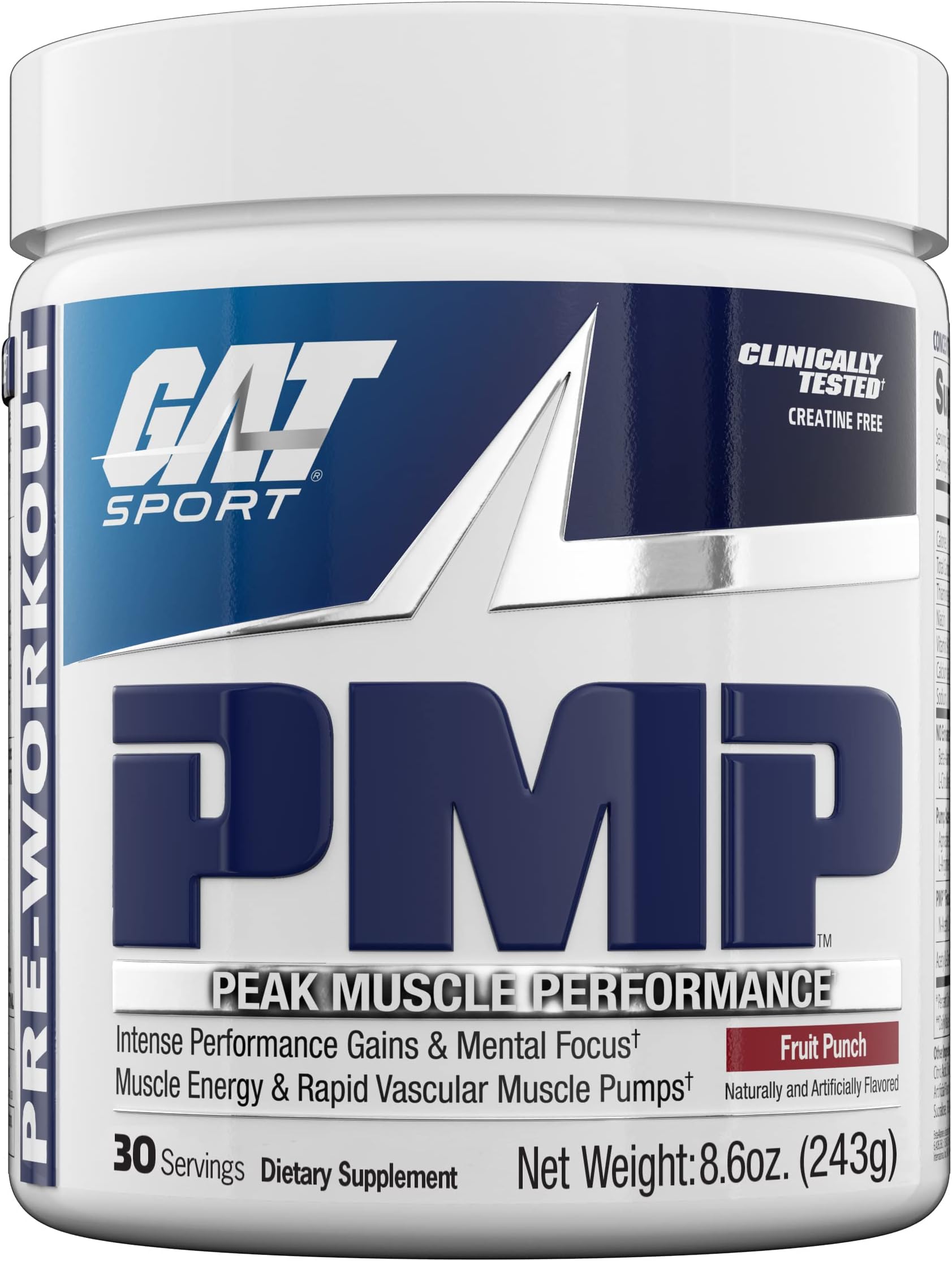 GAT Sport PMP (Peak Muscle Performance), Pre-Workout, 30 Servings (Fruit Punch)