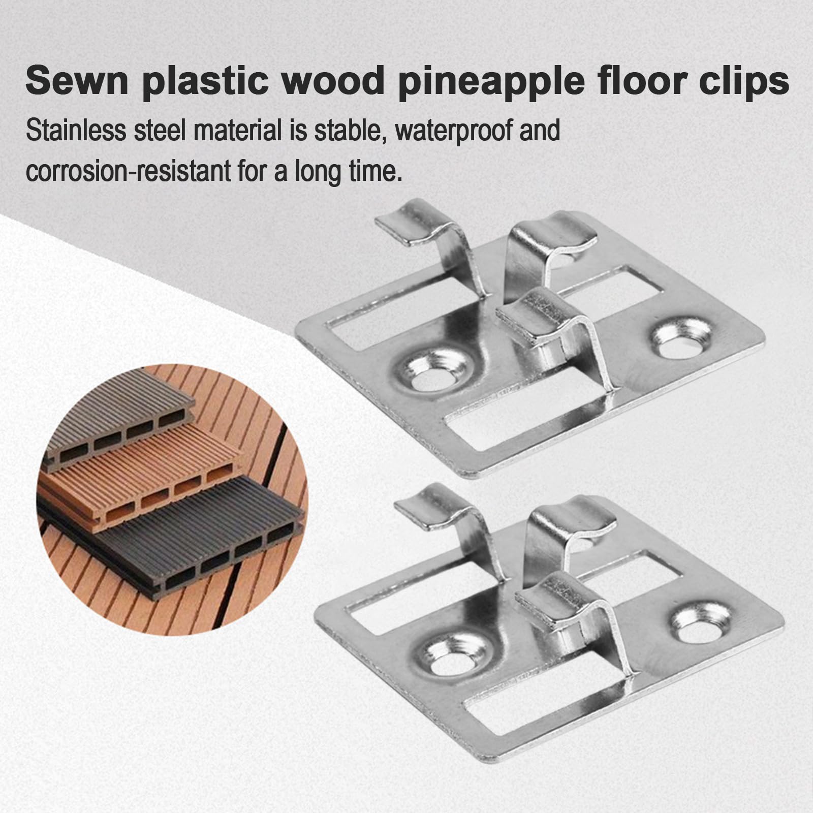 Lot de 100 clips WPC en acier inoxydable - Fixation invisible pour terrasse - Pour planches WPC, sol en bois de bambou (7-9 mm) - Pinces de fixation (argent, 5 mm x 8 mm (l x H)