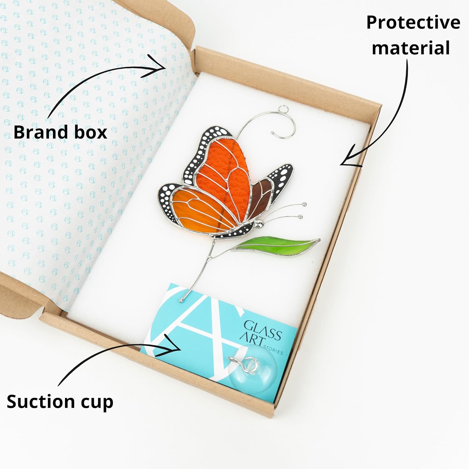 Monarch Butterfly Authentic Stained Glass Suncatcher Handmade Gift for Butterfly Lovers Women Mom Grandma Window Ornament Indoor Outdoor Decor (Monarch) - Image 8