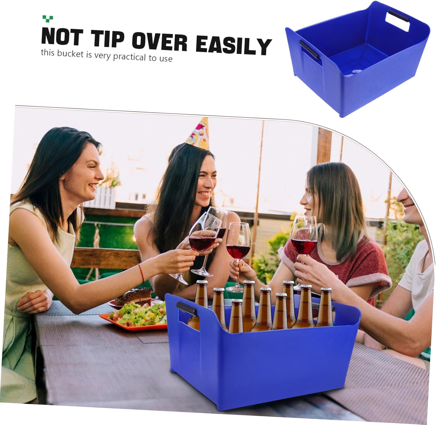 Zerodeko Reusable Beer Bucket for Parties Large Capacity Ice Cube Container Compact Wine Holder with Handles Stylish for Gatherings and Outdoor Events