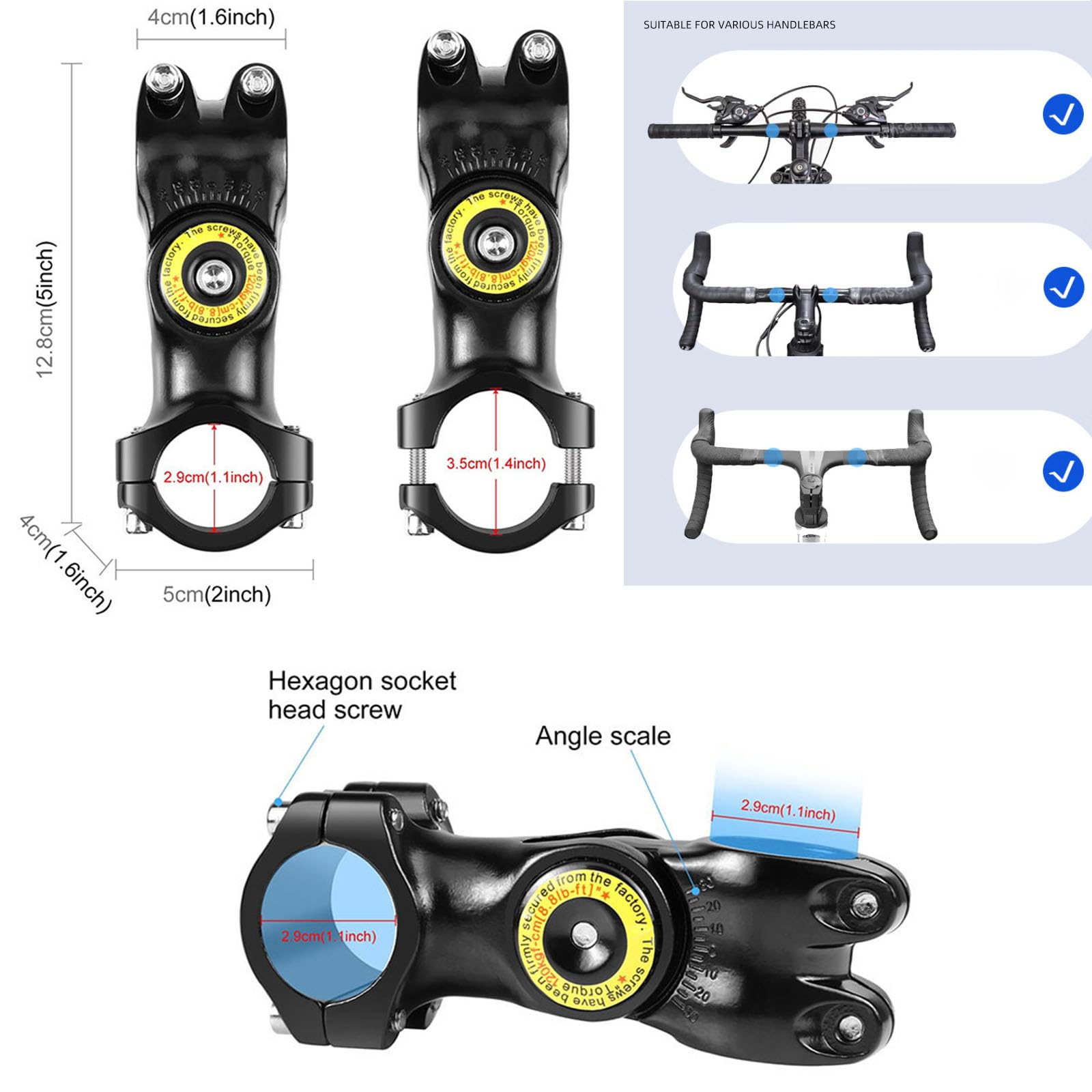 Supporto per manubrio per bicicletta per GoPro 13 12 11 10 9 Insta360 X3 X4 X5 DJI Osmo Action 5 Pro Telecamere Supporto per mountain bike  44