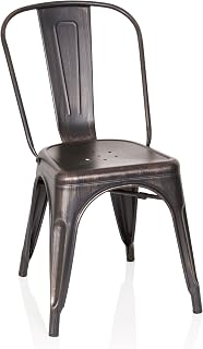 hjh OFFICE 645036 Silla Visitante VANTAGGIO Comfort Metal Negro/Dorado, bistró apilable, Estable, Estilo Industrial
