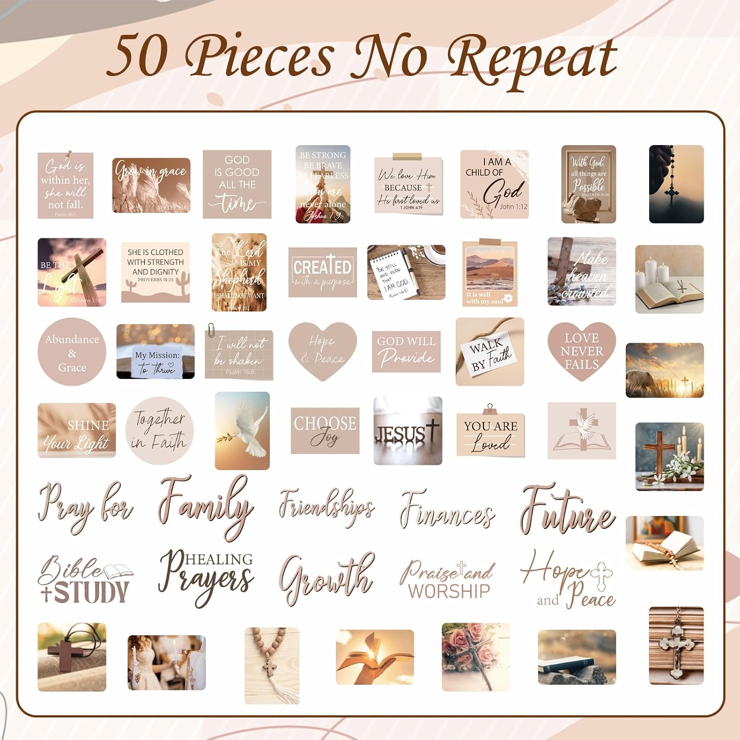 Prayer Board Stickers Supplies - 162 Pcs Prayer Board Kit with Pins Envelope Bible Verse Quotes Cards, Jesus Christian Scrapbook Stickers, Bible Study Supplies (Not Including Board)
