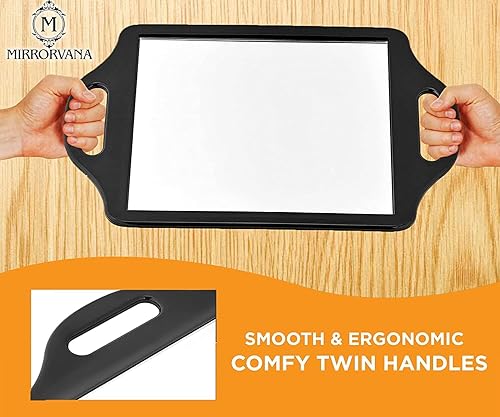 Miniatura 6 de Mirrorvana Espejo de mano de peluquero extragrande con asas dobles y cómodas, espejo de mano profesional para salón y peluquería (14 x 8.5 pulgadas)