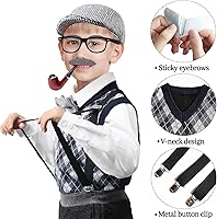 Vista 3 de Axwcon Kids 100 Days of School Costume Boys-Halloween Grandpa Old Man Costume with Accessories for 100th Day of School Party
