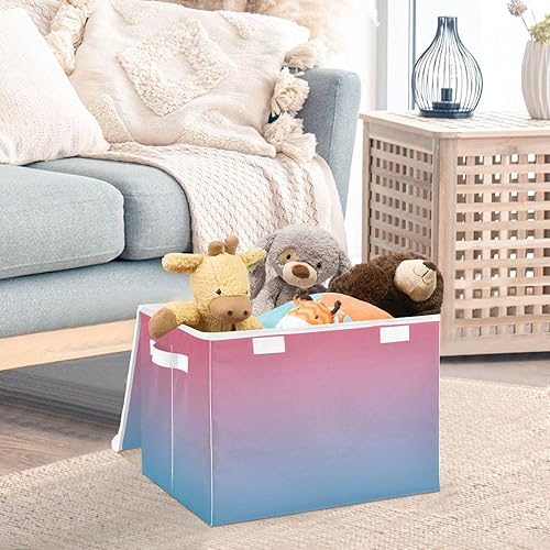 Miniatura 47 de GAIGEO Pink Blue Gradient Fabric Bins, Large Capacity Stackable Storage, Closet Organizers and Storage