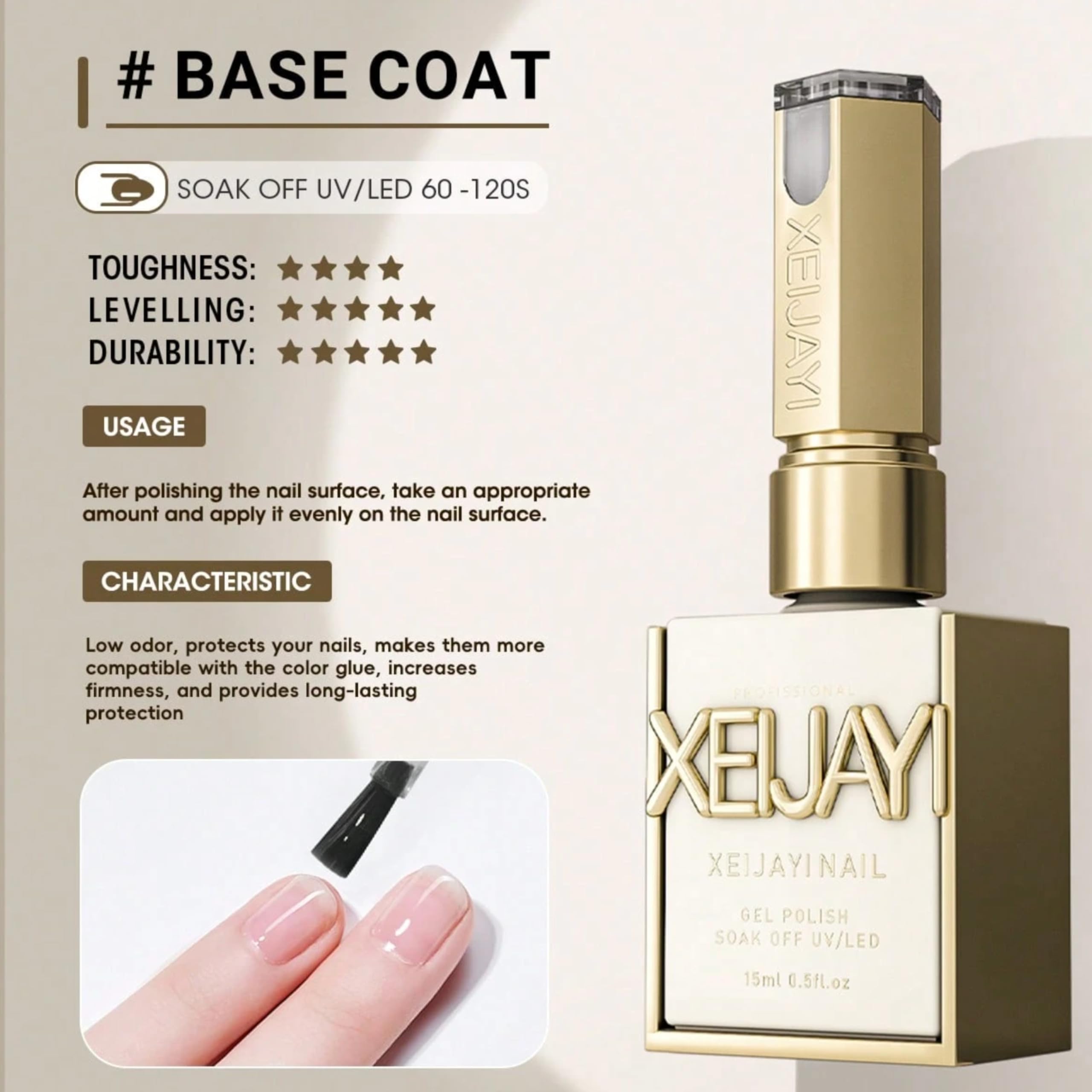 Amazon.com: Xeijayi 2×15ml Gel Base & No-Wipe Top Coat Set – Soak