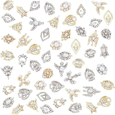 arricraft 30 Pcs Rhinestones Nail Patches, Alloy Shiny Nail Decoration Diamond Metal Jewelry Multiple Styles Art Rhinestones Charm Design Crystal DIY Suitable for Nail Art Decorative Accessories