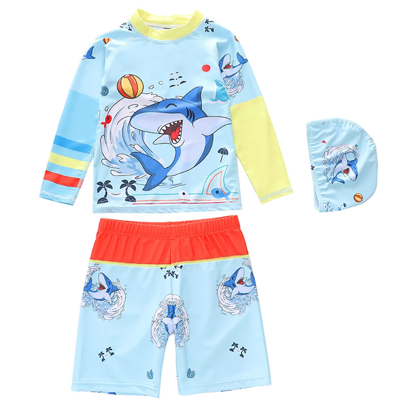 T-shirt blanc anti-UV garçon et maillot de bain enfant 5 ans en combinaison plage